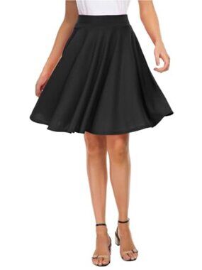 Women's Stretchy Flared Midi Skater Skirt A-Line Pleated